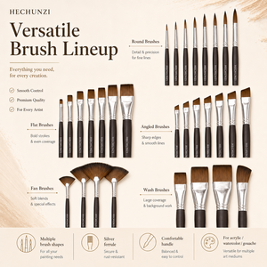 Pinceaux professionnels Hechunzi pour artistes, en poils synthétiques avec manche en bois, pour aquarelle, acrylique et peinture à l'huile - Vente en gros - Product Image 6
