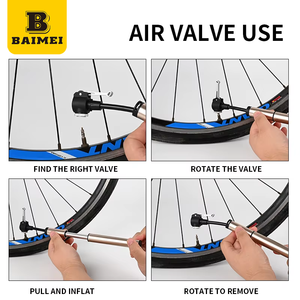 BAIMEI pompa udara sepeda gunung, pompa udara tangan sepeda gunung Mini portabel paduan dengan pengukur Psi - Product Image 4