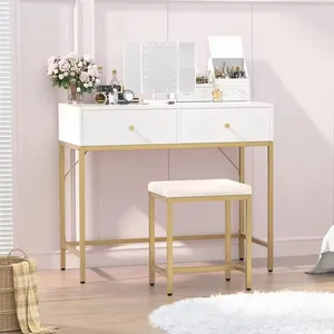 आधुनिक ड्रेसिंग टेबल ड्रेसर वैनिटी डेस्क मेकअप वैनिटी टेबल एलईडी मिरर बेडरूम फर्नीचर के साथ