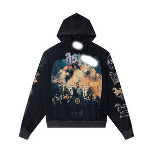 Vêtements pour hommes, sweats à capuche en coton 100% avec impression en relief, streetwear, sweat à capuche personnalisé pour hommes - Product Image 3