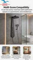 Nouveau Système de Douche Mural Multifonction Luxe Moderne avec Panneau de Douche en Acier Inoxydable pour Salle de Bain