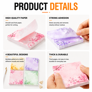 Custom Patterned Sticky Notes Self‑Adhesive Memo Pad Decorative <b>Notepads</b> for Annotation School Office Desk Stationery Daily Use - Product Image 2