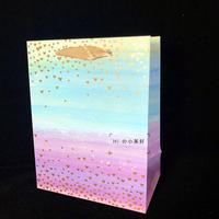 Sac cadeau en carton artisanal de luxe, violet dégradé, estampage à chaud, Saint-Valentin, bougie romantique, ruban, poignée Flexiloop
