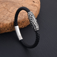 Bracelet en Cuir Tressé Fait Main, Bijoux Tendance pour Hommes et Garçons, Bracelet Personnalisé en Cuir