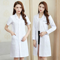 Blouse médicale blanche pour médecin, en polycoton, à boutons-pression, manches longues, col à revers, poches latérales, certifiée CE, pour hôpital, OEM