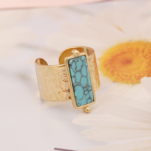 European and American Popular Ornament <b>Turquoise</b> Stainless Steel <b>Ring</b> Fashion Women's <b>Ring</b> Ornament Wholesale - Product Image 5
