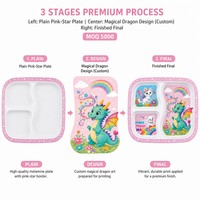 Écologique Dessin Animé Motif PP Plateau Portable Sûr Séparé En Plastique Assiette Plat Enfants À Manger De Qualité Alimentaire Vaisselle Ensemble En Gros