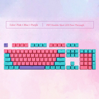 PBT Double Shot Keycaps Backlit Colorful LED Pass Through Keycap for Mechanical Keyboard DIY 2 Colors Combined 61 87 104 Keys
