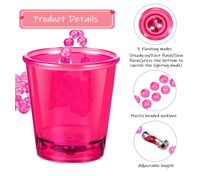Gobelets de fête lumineux en PP à LED, vente chaude, logo personnalisé, verres à shot avec collier de perles, décorations de fête pour les boîtes de nuit