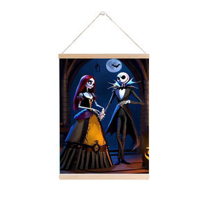 Peinture décorative de <span class=keywords><strong>poupée</strong></span> de zombie d'Halloween, affiche décorative de hall d'entrée, peinture de rouleau de bois de pin. Service OEM/ODM - Product Image 1