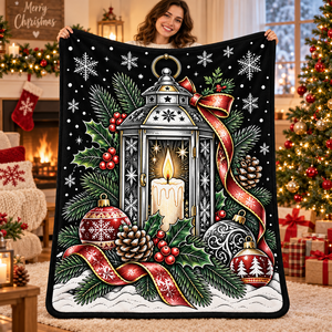 Couverture de Noël en peluche imprimée, style classique, anti-boulochage, lavable en machine, pour la décoration intérieure hivernale - Product Image 1