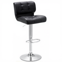Tabouret de bar réglable en cuir PU avec dossier, pivotant, hauteur réglable, chaise de comptoir de cuisine, base chromée pour la maison, le restaurant, le café