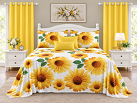 En stock : Ensemble de literie 8 pièces avec rideaux assortis, taille Queen et King, drap et taies d'oreiller imprimés