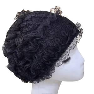 Gorro de encaje para mujer con lazo, sin ala, con cordón ajustable, transpirable, ecológico, adecuado para pacientes con cáncer - Product Image 2