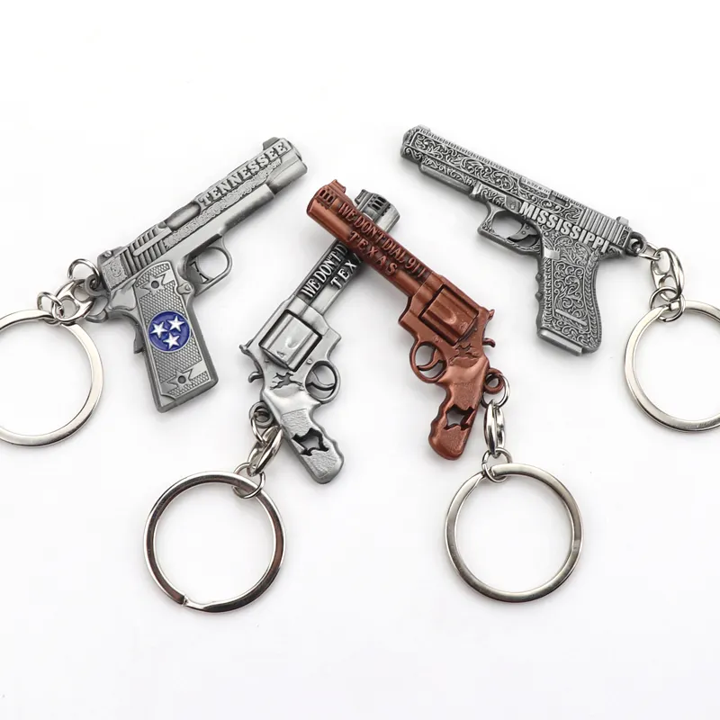 Metal Keychains Gun Designs 12 pieces pack 