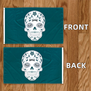 En Stock Toutes les équipes de football Drapeau 3x5ftBannière de conception personnalisée de haute qualité 100% Polyester Sports <span class=keywords><strong>Nfl</strong></span> Drapeau Squelette humain Drapeaux - Product Image 4