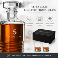 Ensemble cadeau de carafe à whisky personnalisée 850 ml, carafe à liqueur personnalisée en verre cristal dans un coffret cadeau, cadeau d'anniversaire, cadeau d'entreprise