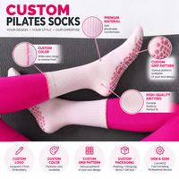 Chaussettes de Pilates personnalisées OEM avec logo, tricotées, épaisses, d'été, brodées, respirantes, à compression, en gros, chaussettes de ballet et de Pilates antidérapantes personnalisées