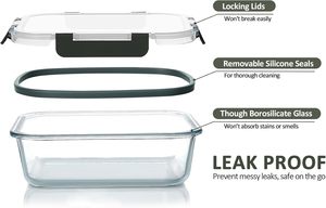 Contenants multifonctionnels pour la préparation des repas, contenants alimentaires en verre sans BPA, boîte à lunch étanche avec couvercle au design innovant - Product Image 3
