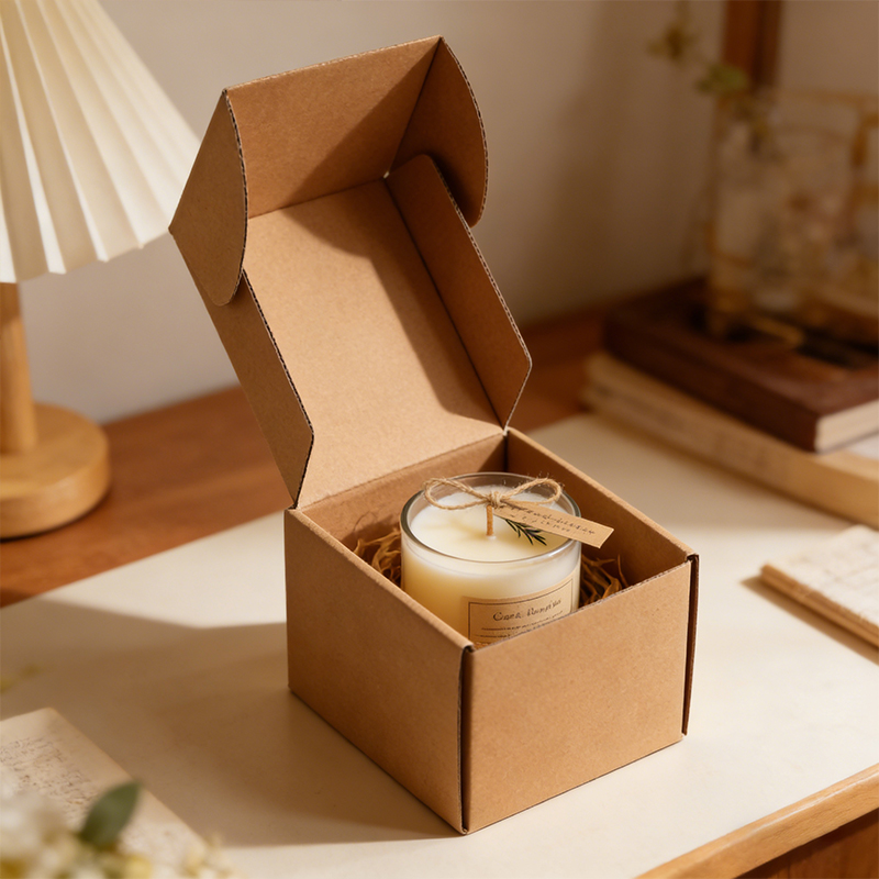 Eco-Friendly Biodegradable Recycled Materials Custom Kraft Paper Shipping Box Corrugated Board Packaging For Candle Craft Gift