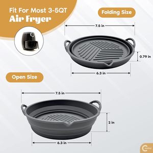 Revêtements de friteuse à air en silicone de qualité alimentaire, pliables, réutilisables, personnalisables, résistants à la chaleur, écologiques, outils de cuisson pour la cuisine - Product Image 4