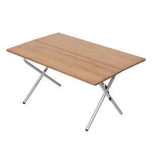 <b>Outdoor</b> Wooden <b>Folding</b> <b>Table</b> Rectangular Aluminum Base Minimalist Design for Camping Use - Product Image 5