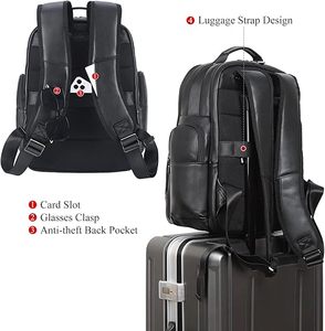 Men's Vintage <b>Leather</b> <b>Backpack</b> 15.6" Laptop Bag <b>Large</b> Capacity Business Travel Hiking Shoulder Daypacks - Product Image 4
