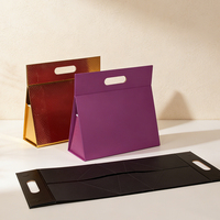 Boîte en papier pliable de luxe personnalisable avec logo, poignée intégrée, pour cadeaux, en vrac, colorée, portable