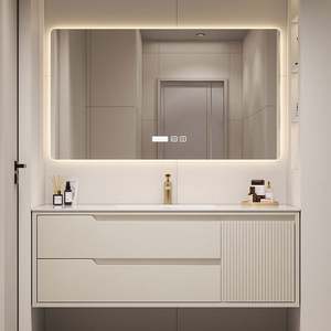 YALIG <b>Simply</b> White Slab Lacquer Modern Bathroom Vanities Luxury Bathroom Cabinet Manufacturers - Product Image 6