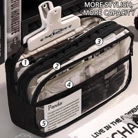 Étui à crayons transparent de grande capacité, sac de papeterie pour l'école primaire et secondaire, pochette à crayons de haute qualité