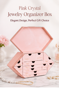 Pink Geometric Jewelry <b>Storage</b> Box with Drawers Large Capacity Makeup Organizer for Necklace <b>Ring</b> Earrings and Accessories - Product Image 2
