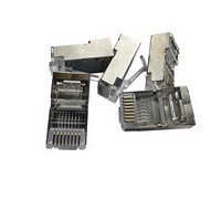 Cat6 STP POE RJ45 Konnektör 8P8C Katı Bakır Pin Nikel Kaplama 3U Altın Kaplama Korumalı Ağ Fişi