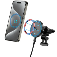 Chargeur de voiture sans fil magnétique en alliage d'aluminium, aimant puissant N52, charge rapide 15W, support de téléphone portable PD