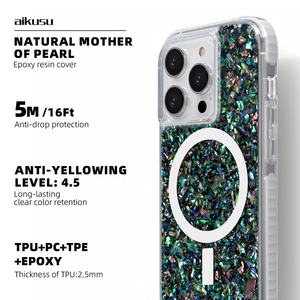 Étui de téléphone personnalisé en perles pour iPhone, TPU transparent mat, TPE, PC, 3 en 1, magnétique, pour iPhone 16 15 14 13 12 Pro Max - Product Image 2