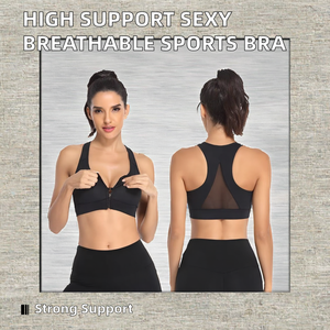 Soutien-gorge de sport pour femme à maintien élevé, sexy, respirant, imprimé par transfert thermique, avec découpes et bretelles en Y, pour entraînement athlétique adulte - Product Image 2