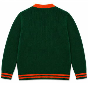 Custom Logos Green Orange Acrylic Knit Winter <b>Thick</b> Double Breasted V-Neck Chenille Lettering Unisex Sorority Letterman <b>Cardigan</b> - Product Image 2