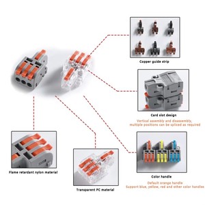 Conector de cable de tipo palanca AP-13 Linkconn 1 entrada 3 salidas, bloque de terminales de conexión rápida, accesorios naranja - Product Image 4