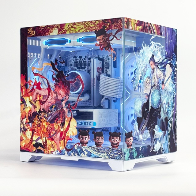 Gaming PC Case Mini-ITX Vertical Tower with Side Panel Window Aluminum Alloy Customizable Desktop Case