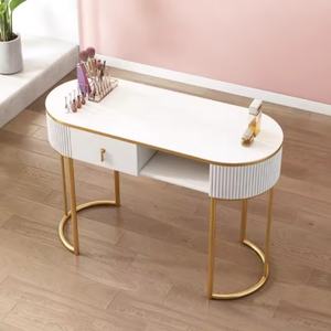 Table de manucure moderne, résistante à l'acétone, avec cadre en métal, pour salon de manucure, organisateur de rangement pour produits de beauté - Product Image 2