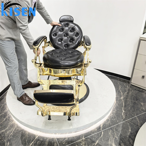 Poltrona Reclinabile Moderna Girevole per Barbiere e Salone, Sedia da <span class=keywords><strong>Parrucchiere</strong></span> Dorata per Uomo, Robusta e Resistente - Product Image 6