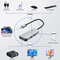 Adaptador Multipuerto USB C 4 en 1 con Puerto PD de 100W y 4K HDTV, con USB3.0 de 5Gbps, Divisor de 4 Puertos para PC, Escritorio, Laptop