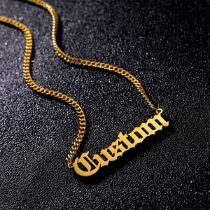 Collar con Placa de Nombre Personalizada para Hombre, Cadena de Acero Inoxidable con Nombre Grabado, Chapado en Oro, Fabricantes de Joyería Personalizada - Product Image 4