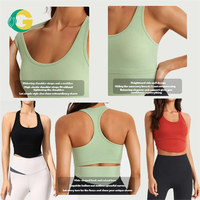 Ensemble de yoga pour femme : Haut court de sport sans couture avec soutien-gorge rembourré et leggings de yoga à effet ventre plat, vente en gros, logo personnalisé
