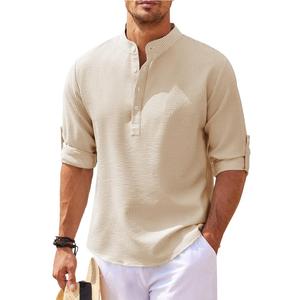 Chemise pour <span class=keywords><strong>homme</strong></span> à col roulé, couleur unie, manches longues, chemise à carreaux ananas, chemise décontractée pour <span class=keywords><strong>homme</strong></span>, hauts, vente en gros d'usine 2025 - Product Image 3