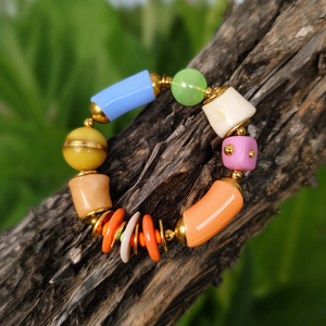 Fashion Beaded <b>Bracelet</b> 316L Stainless Steel PVD Gold Plating Sustainable Resistant Multi Color Beads <b>Stretch</b> Design - Product Image 3
