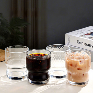 NEWELL Tasse à café en verre haut de gamme à texture martelée, design moderne et simple, <span class=keywords><strong>sans</strong></span> poignée ni couvercle, pour café et lait - Product Image 1