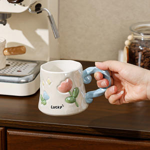 Lelyi ins ถ้วยเซรามิกลายนูนรูปหัวใจผู้หญิงน่ารักแก้ว<span class=keywords><strong>กาแฟ</strong></span>สไตล์สดใสสุดสร้างสรรค์มูลค่าสูง - Product Image 3