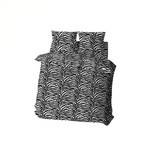 Juego de Funda de Edredón con Estampado de Cebra, 100% Algodón, Cama Individual 155x200cm, Diseño Italiano - Product Image 3