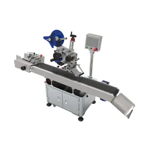 Automatic desktop bag doypack pouch top flat surface label sticker applicator machine for card labeling machine