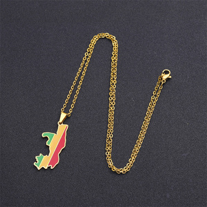 <span class=keywords><strong>República</strong></span> <span class=keywords><strong>del</strong></span> <span class=keywords><strong>Congo</strong></span> <span class=keywords><strong>mapa</strong></span> Collar personalizado bandera esmalte africano <span class=keywords><strong>mapa</strong></span> collar Acero inoxidable colgante collar - Product Image 5